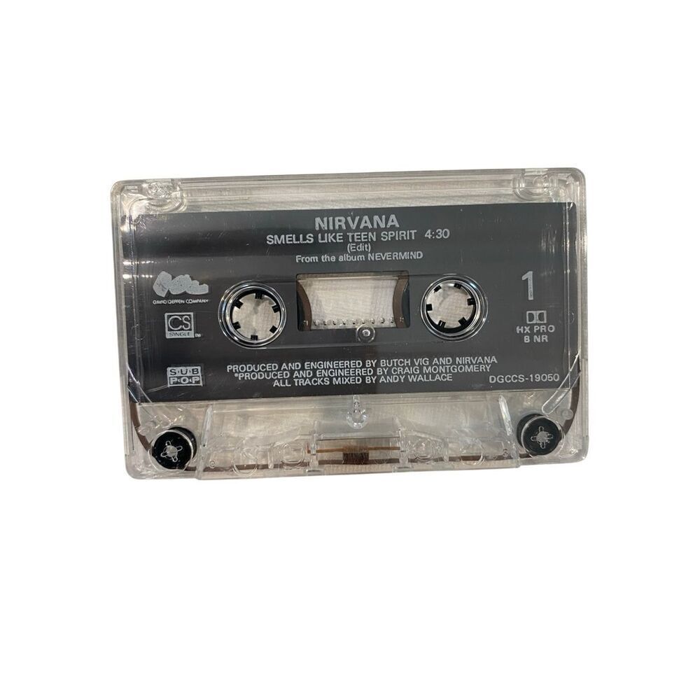 Nirvana Smells Like Teen Spirit Cassette Single Clear Tape 1991 DGCCS-19050